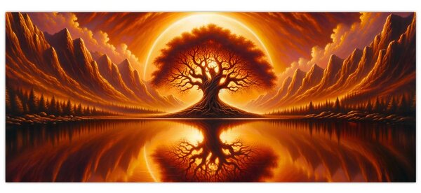Tablou – Arbore în soare sângeriu (120x50 cm)