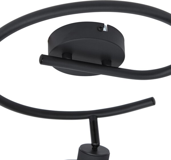 Spot de tavan negru de design cu sticlă fumurie rotundă cu 3 lumini - Domo