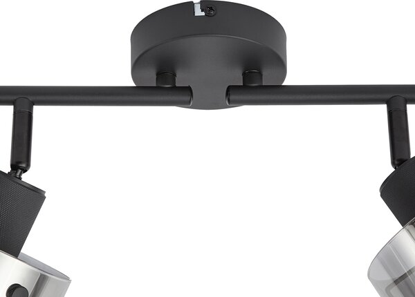 Spot de tavan negru de design cu sticlă fumurie cu 4 lumini - Domo