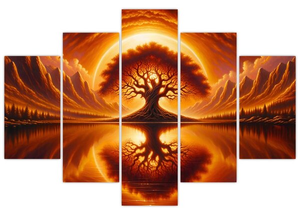 Tablou – Arbore în soare sângeriu (150x105 cm)