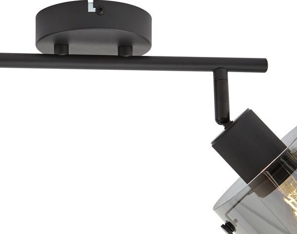 Spot de tavan negru de design cu sticlă fumurie cu 2 lumini - Domo