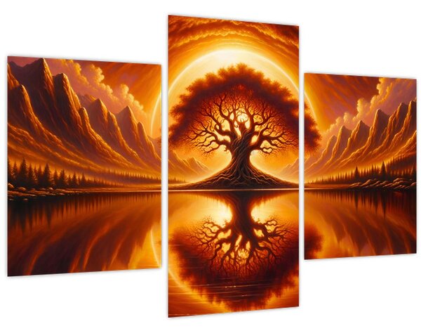 Tablou – Arbore în soare sângeriu (90x60 cm)