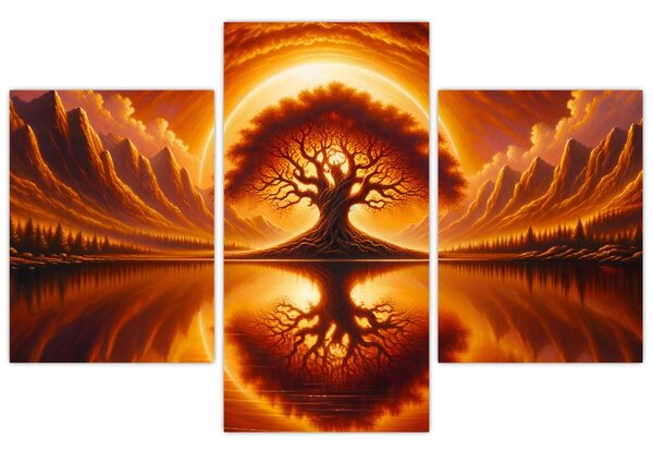 Tablou – Arbore în soare sângeriu (90x60 cm)