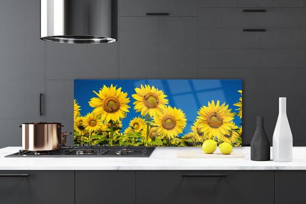 Panou sticla bucatarie Floarea soarelui Floral Galben Verde