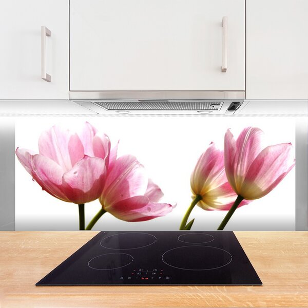 Panou sticla bucatarie Flori Floral Beige Verde