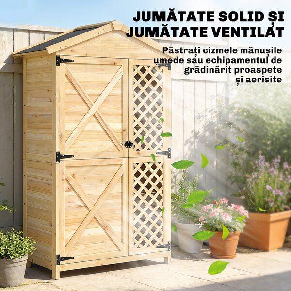 Outsunny Dulap de Exterior: Căsuță de Grădină cu Ușă Ventilată și Kit Anti-Răsturnare. | Aosom Romania
