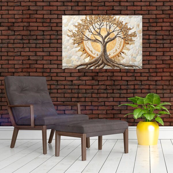 Tablou – Arborele vieții auriu în mozaic (90x60 cm)