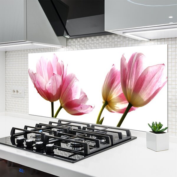 Panou sticla bucatarie Flori Floral Beige Verde