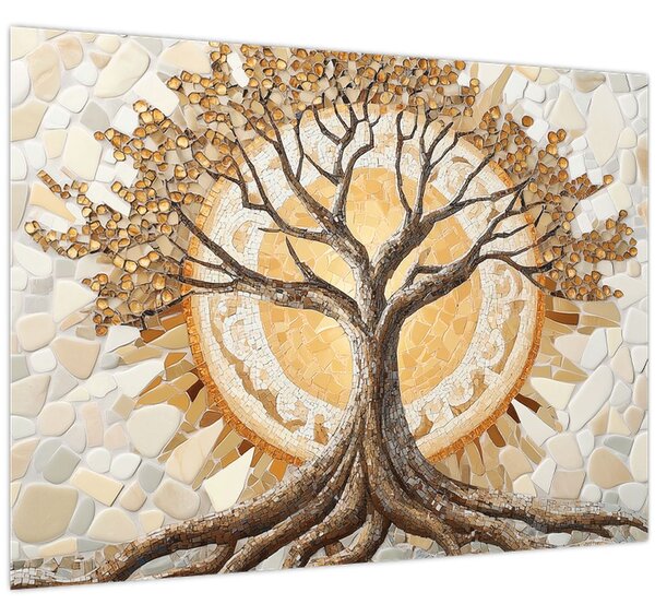 Tablou – Arborele vieții auriu în mozaic (70x50 cm)