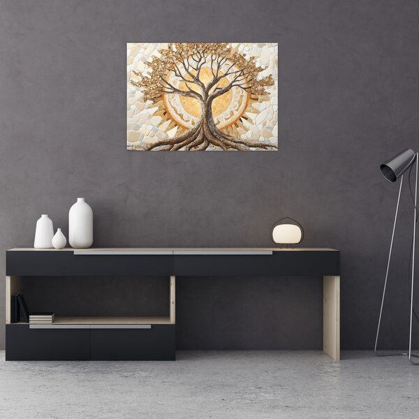 Tablou – Arborele vieții auriu în mozaic (70x50 cm)
