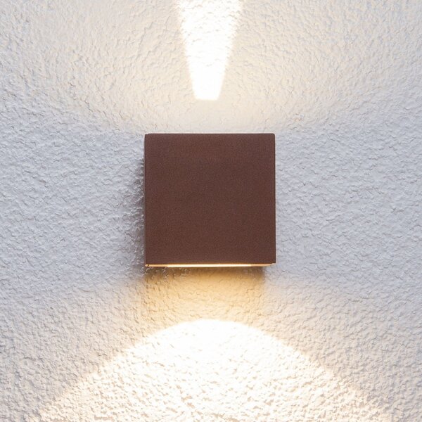Lucande LED lumina de perete în aer liber Jarno, rugină, metal, 9cm, Maro / Rugină, Metal, Modern