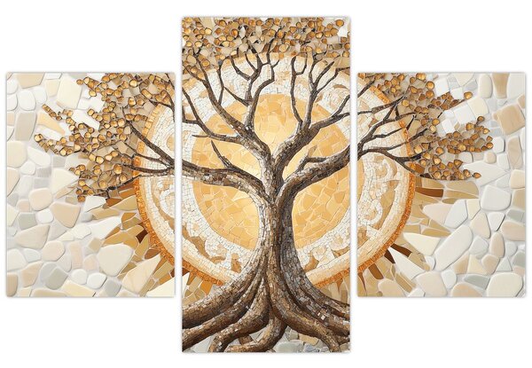Tablou – Arborele vieții auriu în mozaic (90x60 cm)