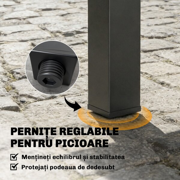 Outsunny Masă de Grădină Extensibilă pentru 4-6 Persoane 80/160x80 cm, Masă de Prânz pentru Exterior din Aluminiu cu Blat Lamelar, pentru Terasă, Balcon, Negru | Aosom Romania