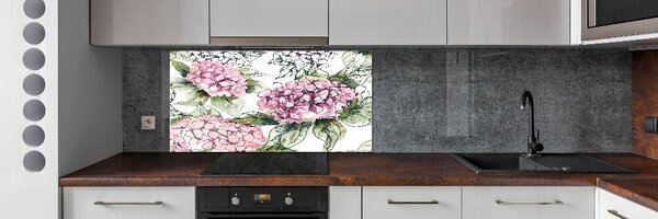 Panou sticlă decorativa bucătărie Hortensie