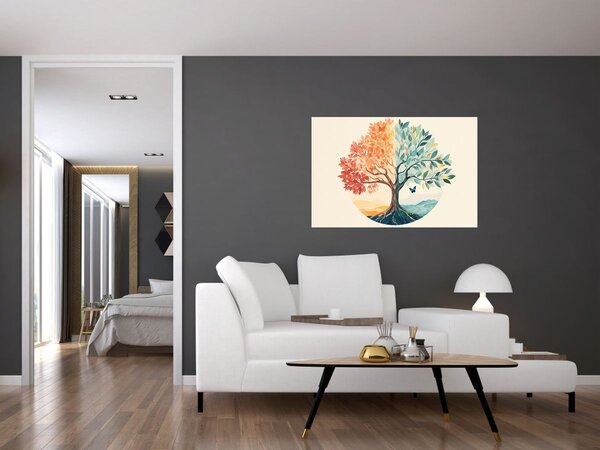 Tablou – Arbore dual cu fluture (90x60 cm)
