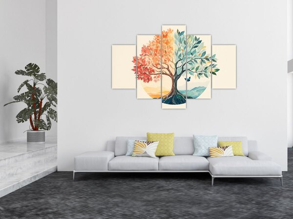 Tablou – Arbore dual cu fluture (150x105 cm)