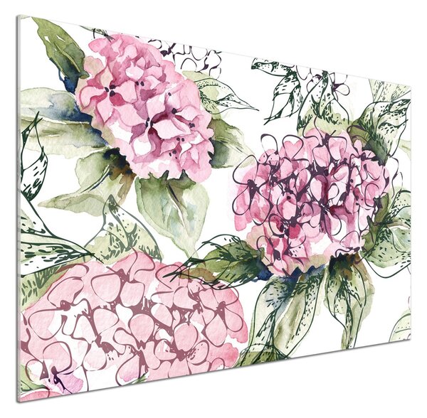 Panou sticlă decorativa bucătărie Hortensie
