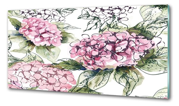 Panou sticlă decorativa bucătărie Hortensie