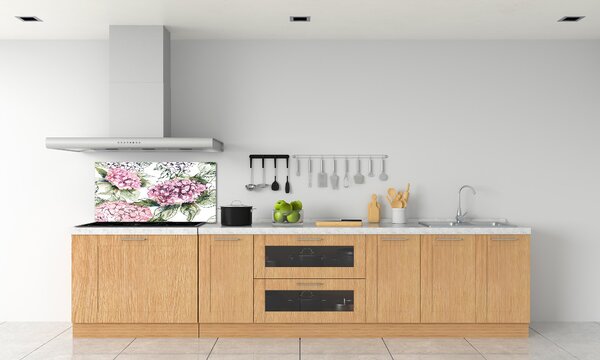 Panou sticlă decorativa bucătărie Hortensie