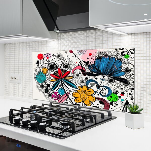 Panou sticla bucatarie Abstract Art Multi