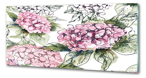 Panou sticlă decorativa bucătărie Hortensie