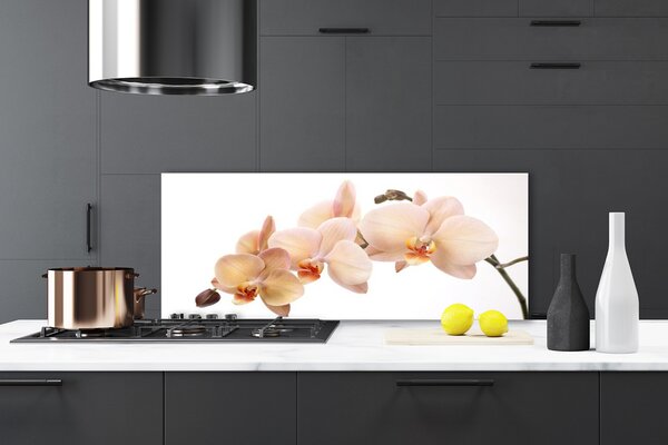 Panou sticla bucatarie Flori Floral Alb Brun