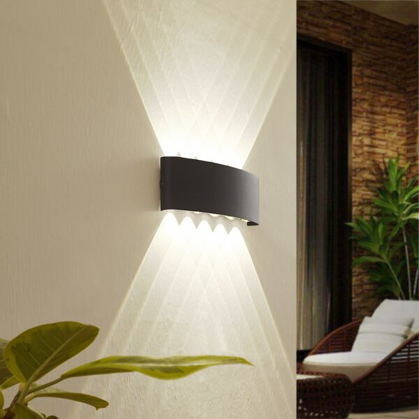 Lindby Lampă de exterior cu LED Ithan, 5 becuri, antracit, 27 cm, Negru, Aluminiu, Modern
