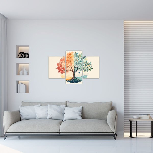 Tablou – Arbore dual cu fluture (90x60 cm)