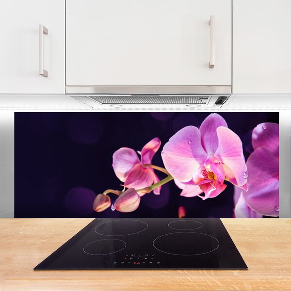 Panou sticla bucatarie Flori Floral Roz Violet