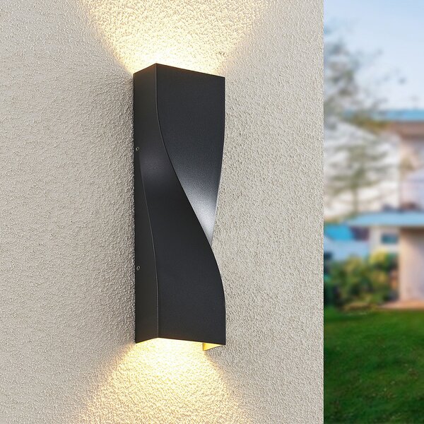 Lucande LED lampă de perete pentru exterior Tibelya, antracit, sus/jos, IP65, Negru, Aluminiu, Modern