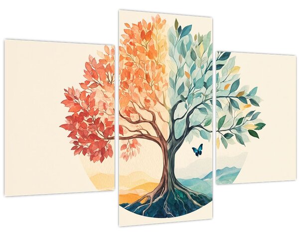 Tablou – Arbore dual cu fluture (90x60 cm)