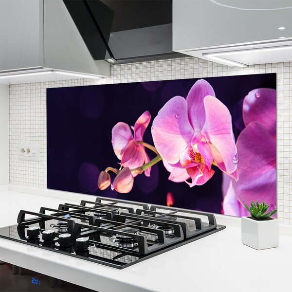 Panou sticla bucatarie Flori Floral Roz Violet