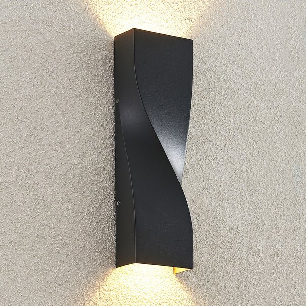Lucande LED lampă de perete pentru exterior Tibelya, antracit, sus/jos, IP65, Negru, Aluminiu, Modern