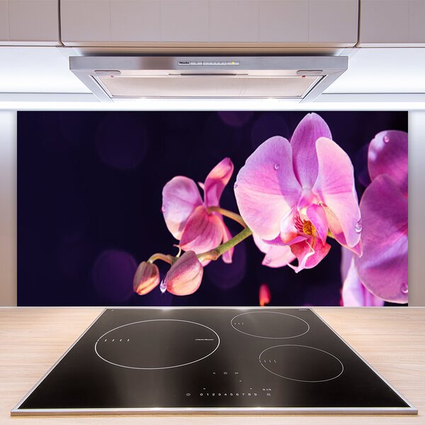 Panou sticla bucatarie Flori Floral Roz Violet