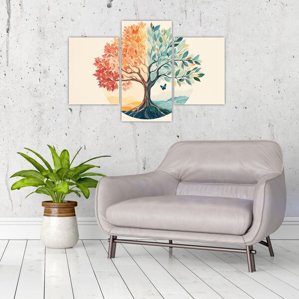 Tablou – Arbore dual cu fluture (90x60 cm)