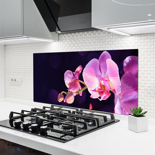 Panou sticla bucatarie Flori Floral Roz Violet