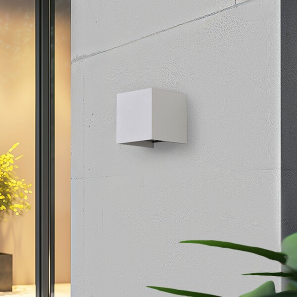 Lindby Lampa de perete pentru exterior Smart LED Dara, 10 cm, albă, CCT Tuya, reglabil, Alb, Aluminiu, Modern