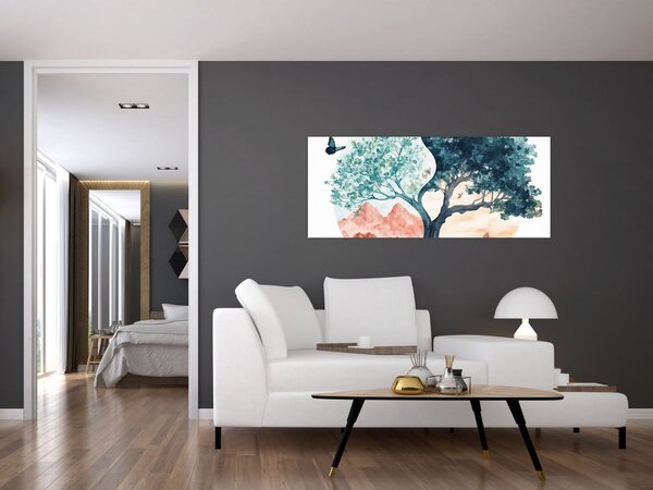 Tablou – Arbore acvarelă plin de viață (120x50 cm)