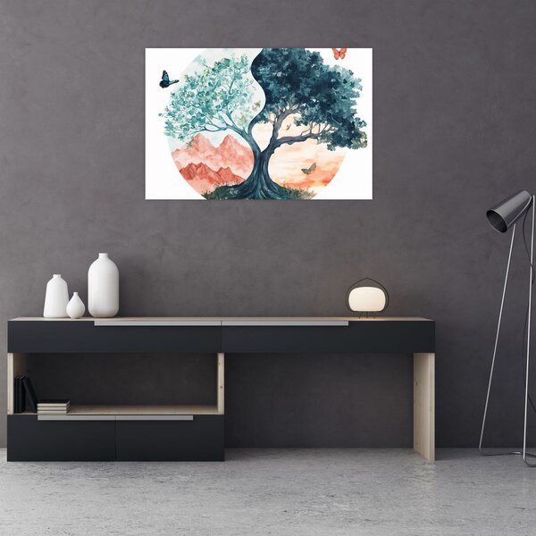 Tablou – Arbore acvarelă plin de viață (90x60 cm)