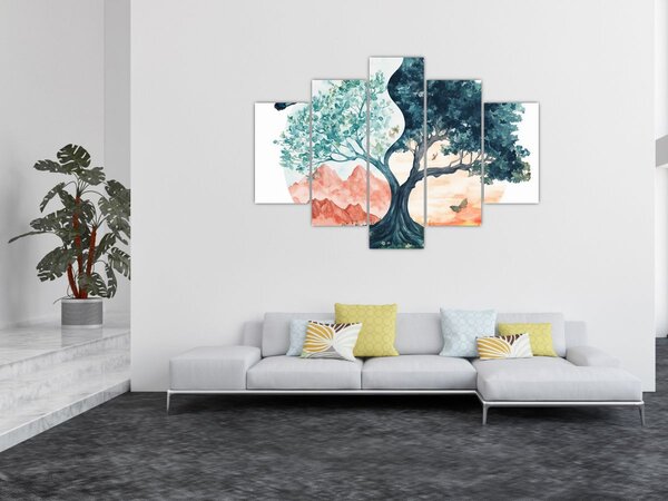 Tablou – Arbore acvarelă plin de viață (150x105 cm)