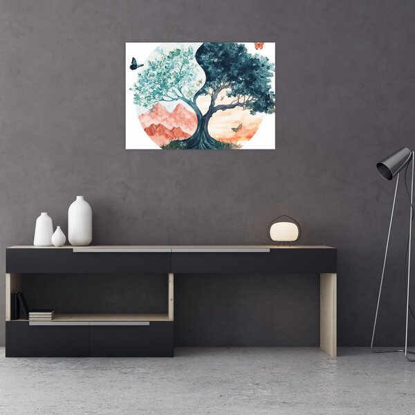Tablou – Arbore acvarelă plin de viață (70x50 cm)