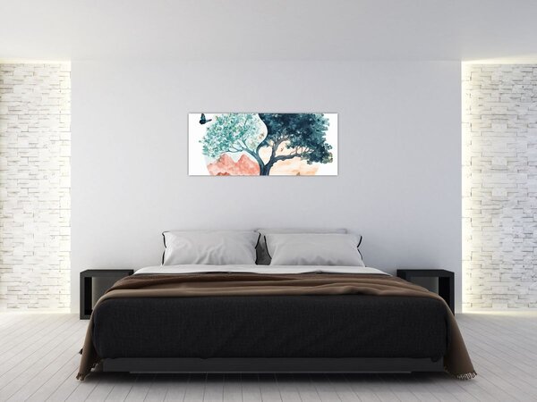 Tablou – Arbore acvarelă plin de viață (120x50 cm)
