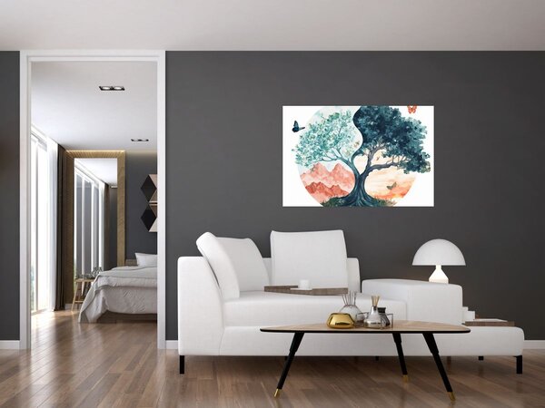 Tablou – Arbore acvarelă plin de viață (90x60 cm)