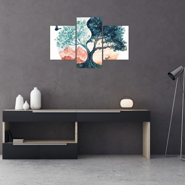Tablou – Arbore acvarelă plin de viață (90x60 cm)