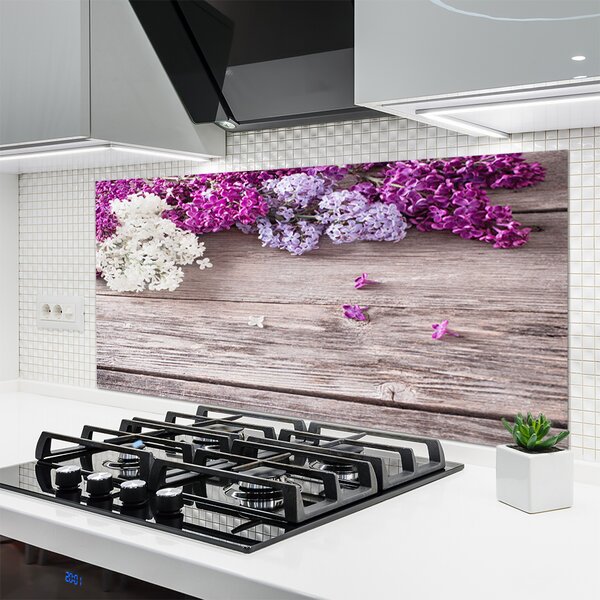 Panou sticla bucatarie Flori Floral Alb Roz Maro