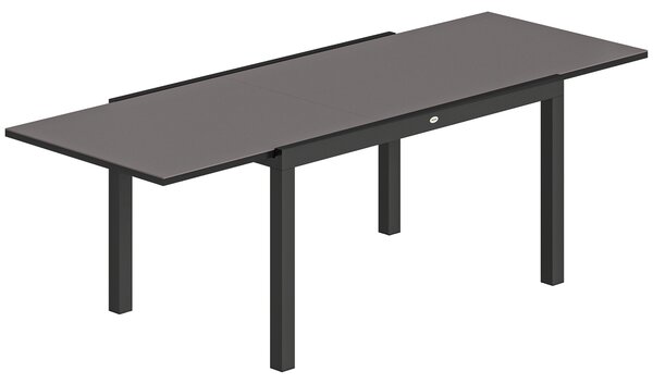 Outsunny Masă de Grădină Extensibilă pentru 8-10 Persoane 140/240x90 cm, Masă de Dining Extensibilă cu Blat din Sticlă Securizată, Masă de Exterior pentru Terasă, Balcon, Negru | Aosom Romania