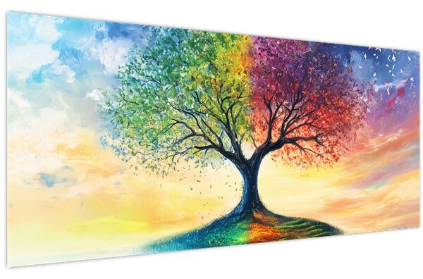 Tablou – Arbore pictat al anotimpurilor (120x50 cm)