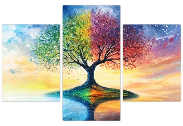 Tablou – Arbore pictat al anotimpurilor (90x60 cm)