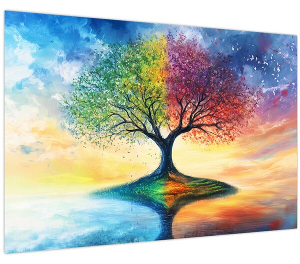 Tablou – Arbore pictat al anotimpurilor (90x60 cm)