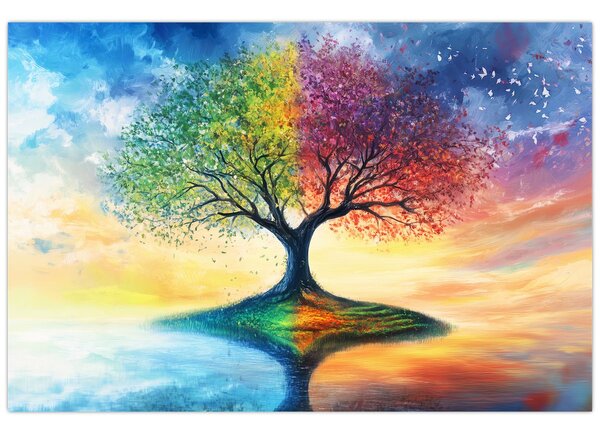 Tablou – Arbore pictat al anotimpurilor (90x60 cm)